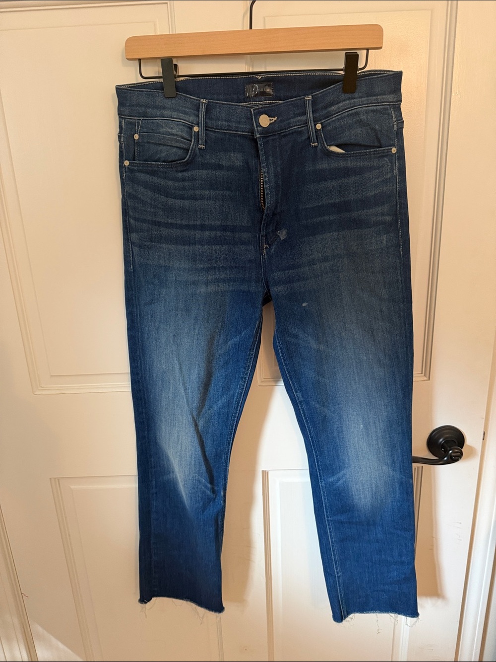 MOTHER mid rise dazzler crop gray jeans